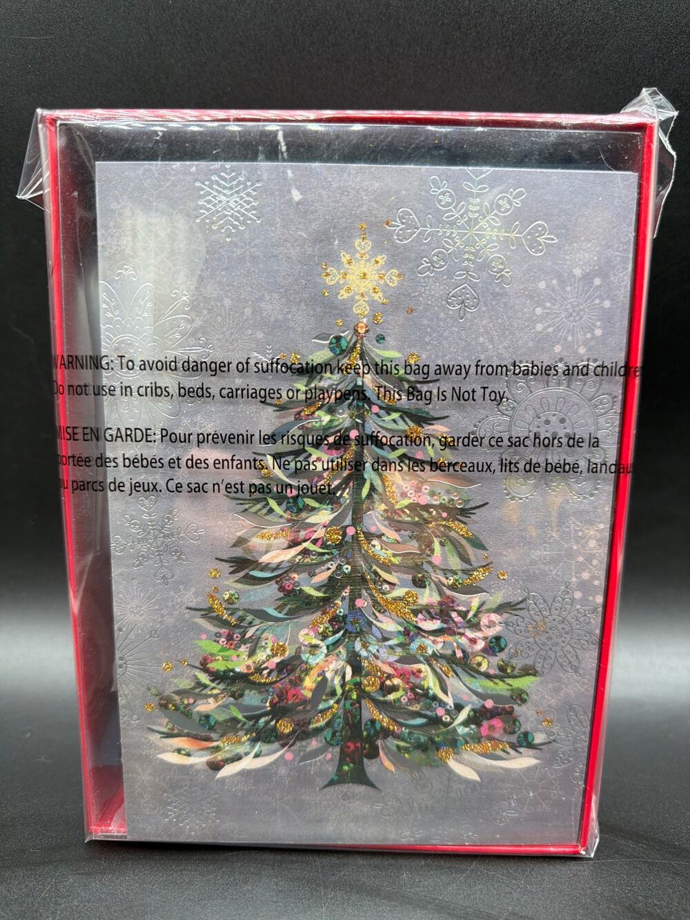 Papyrus Christmas Cards Box 14 NIB Lara Skinner Tree Glitter Foil Holiday